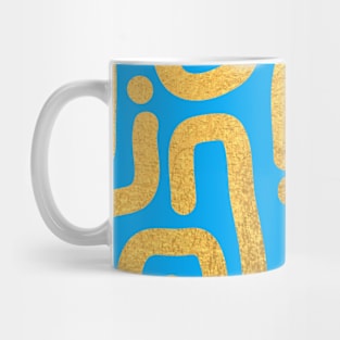 Light Blue Gold colored abstract lines pattern Mug